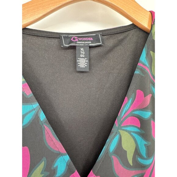 C Wonder by Christian Siriano Mesh Ruffle Hem Dress Wild Tulip Fuchsia Size XL - Picture 3 of 7